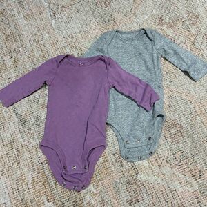 Carters Purple and Gray Long Sleeve Onesies